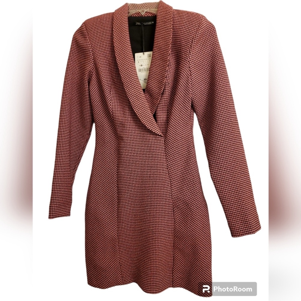 NWT Zara Houndstooth Blazer Dress Size Size S - Picture 6 of 10